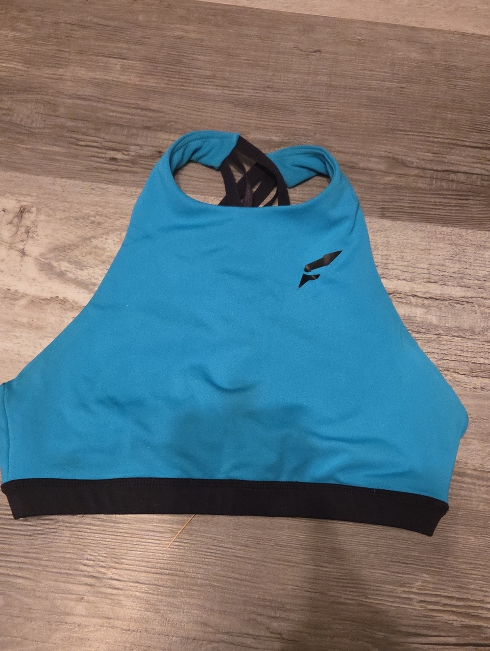flag nor fail Turquoise High-Neck Sports Bra with Black Band